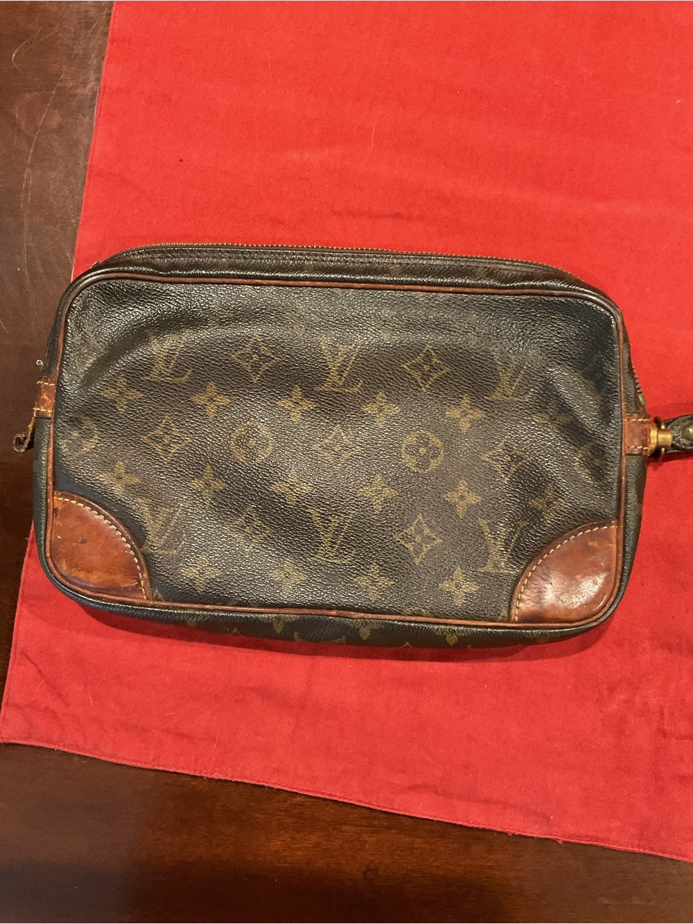 Louis Vuitton Marly Dragonne Clutch Black and Brown Leather Wrist Strap - Picture 2 of 10